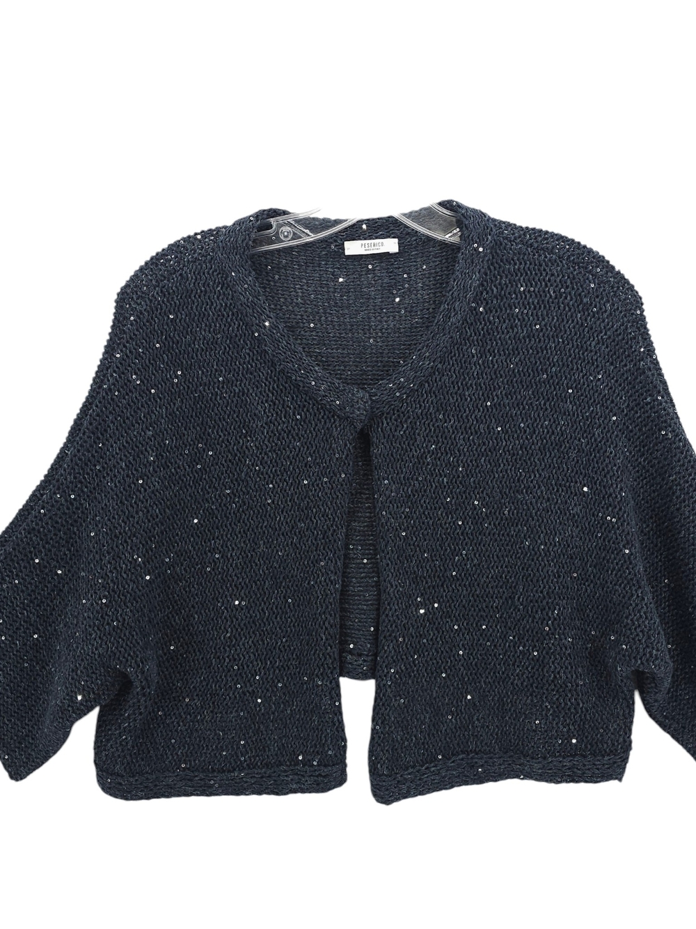 PESERICO Sequin Embellished Crop Cardigan Bolero Knit Top Estimated Size LARGE